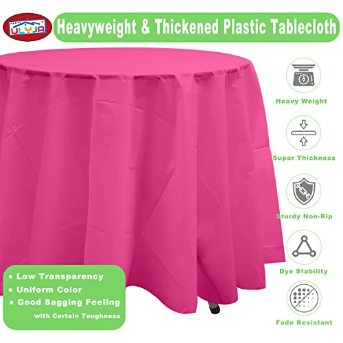 Party Ulyja Fuschia Hot Pink Plastic Table Cloths For Parties 2-Pack Disposable Table Covers 84" Cerise Tablecloths For Round Tables Birthdays Weddings Events (Heavy Duty, Extra Durable, Reusable) #TOP2