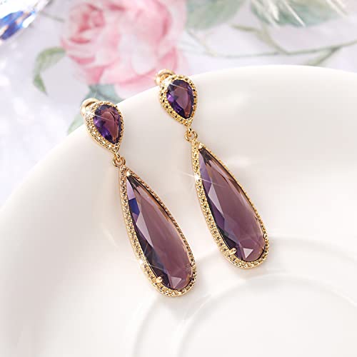 Image of Peora Crystal Studded Gold Plated Dangle Earrings Fashion Wear Stylish Jewellery Gift for Girls & Women