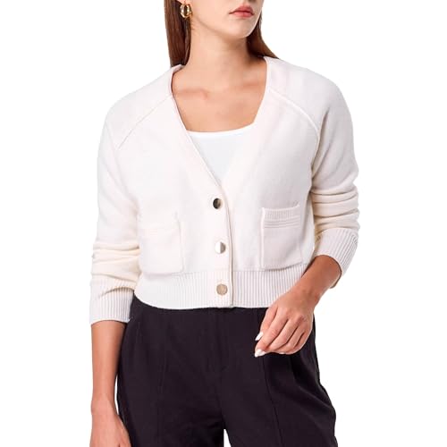 Simple&Opulence Women's Cashmere Cardigan Sweater, Cashmere Long Sleeve V Neck Open Front Cardigan with Pocket