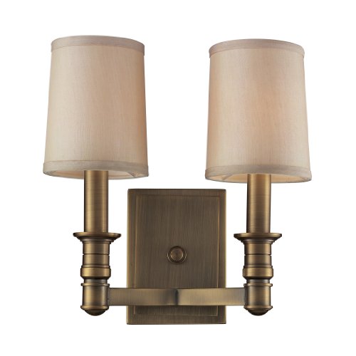 Get Special Price Elk Lighting 31261/2 Baxter Two Light Wall Sconce, Brushed Antique Brass