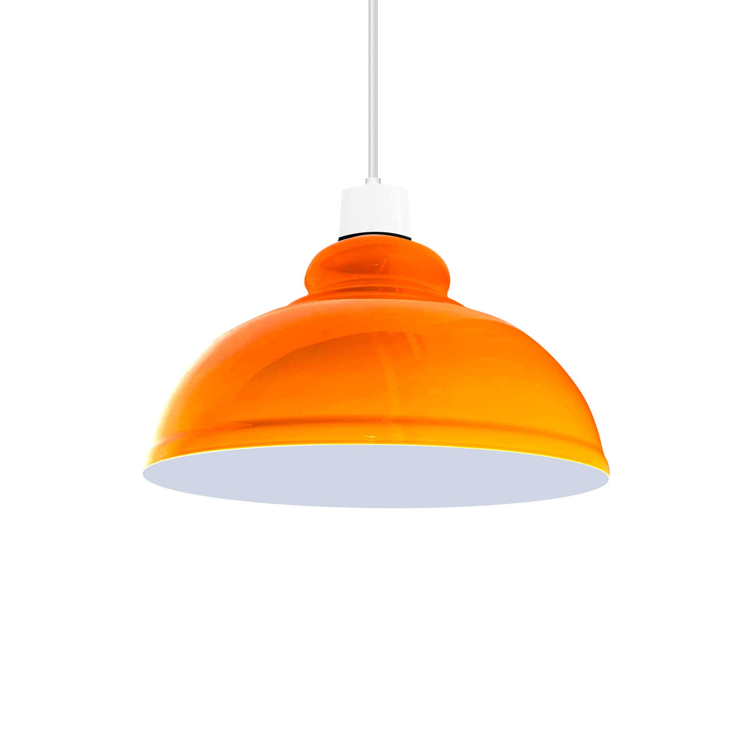 LEDSone Metal Easy Fit Lampshade Retro Industrial Ceiling Lighting Shade Hanging Pendant 29cm Curvy Shade Light Fixture for Kitchen Dining Room Lights E27 (Oranage) โ image 1