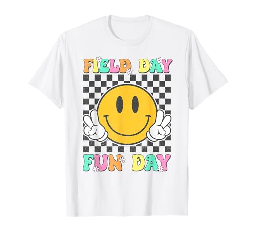 Field Day Fun Day Face Smile Retro Groovy Field Day 2025 Kid T-Shirt