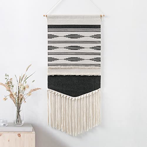 KHOYIME Makramee Gewebt Wandbehang Grau Wanddekor Boho Chic Home Decor Handgemachte Wandkunst Aztekenraumdekoration Cover