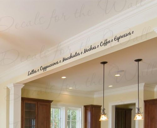 Coffee Latte Cappuccino Macchiato - Kitchen Dining Room Home Mom Mother - Vinyl Sticker Art Mural, Large Wall Decal Quote, Lettering Decor, Saying Decoration