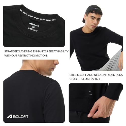 Image of Boldfit Sweatshirt for Man, Ultra Soft Warm Sweatshirts for Men, Stylish Tailored Fit Full Sleeve Mens Sweatshirts, Tshirt Style Winter Wear for Men, Winter Sweatshirt for Casual & Semi-Formal Outfits