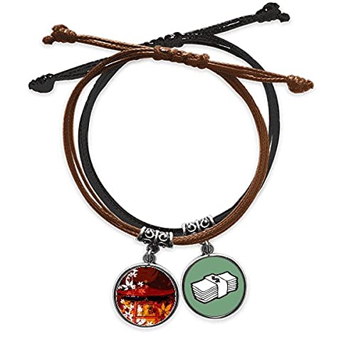 Pulsera de cuerda japonesa con pavellón de Japón y cuero para lucir un estilo urbano único