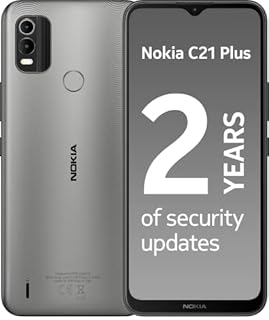 Nokia C21 Plus Smartphone with 6.5" HD+ Display, Toughened Glass, 2-Day Battery Life, 13MP Dual-Camera with HDR, Panorama & Beautification, Clean OS, 2 Years Security Updates, Dual-Sim - Grey