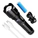Produktbild Seutgjie LED Taschenlampe 10000 Lumen Extrem Hell Aufladbar mit Fahrradständer Akku und USB Kabel Zoombar IP67 Wasserdicht 5 Lichtmodi