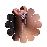 Inilbran Boho Amethyst Dangle Earrings Vintage Purple Crystal Stud Earrings Silver Tassel Chain Drop Earrings Personalized Amethyst Statement Earrings Jewelry for Women and Girls