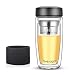 Produktbild Hivexagon 360ml Teeflasche Glasflasche, Doppelwandige Glas Tee/Kaffee Infuser Flasche mit Edelstahlfilter, ideal für kalte/heiße Getränke HG303