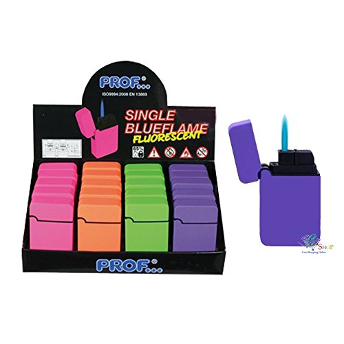 Prof... Accendino Antivento A Fiamma Singola Ricaricabile A Gas ACCENDINI Colorati (Verde)