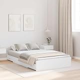 vidaXL Cama de Almacenamiento de Madera con Recubrimiento de melamina Blanca, diseño Minimalista, con cajones Grandes Abajo, 120 x 190 cm. Armado fácil. Muebles prácticos para el Dormitorio y organiz
