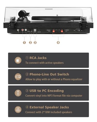Image of SeeYing Bluetooth Turntable HiFi System with 36 Watt Bookshelf Speakers