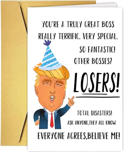 UUEFKTN Happy Birthday Card for Boss, Funny Birthday Card for Boss Lady Boss Manager, Funny Boss's Day Card,Boss's Birthday Gift From Staff, Humor Birthday Decoration for Boss Leader