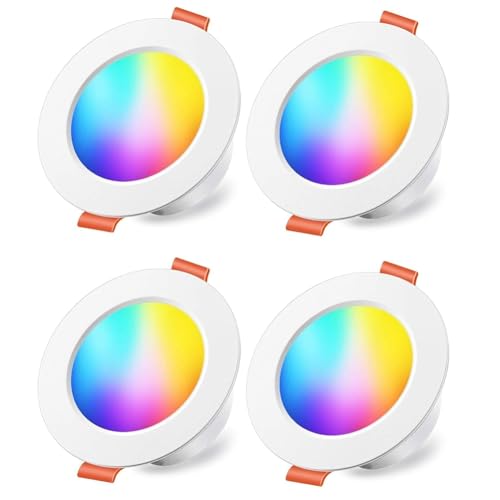 Ounfhtrttk Focos LED Empotrables Tuya con Bluetooth, Equivalente A 70 W, Cambio de Color, Cálido de 2700 K, Control Remoto (Paquete de 4)