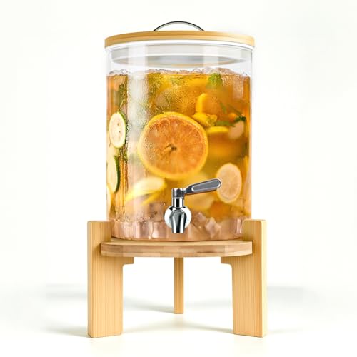 Suroidu DRINK-5L Glas Getränkespender mit Holzständer