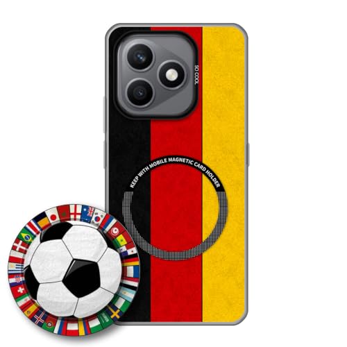 JGOYGYI Case for Honor X8D with Magnetic Detachable Collapsible Grip Stand, Shockproof Silicone Bumper Cover, Germany Flag Football Design,Pattern 6