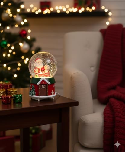 Image of Delightful Santa Claus Toy Christmas Ball| Musical Snow Shower Globe | Animated Plush Christmas Decoration | Animated Jolly Santa Figurine | House | PoPo Toys