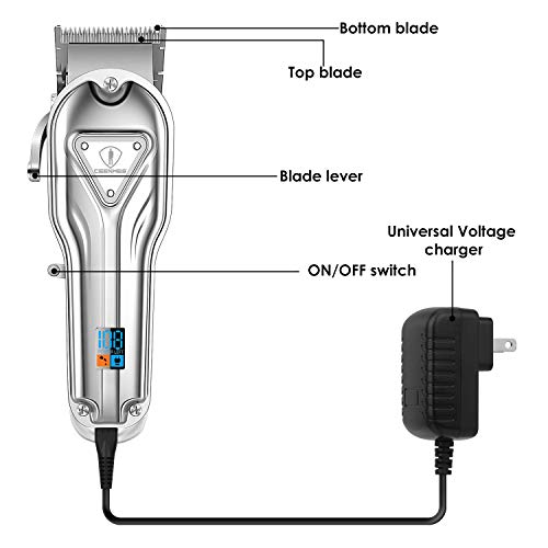 Ceenwes Hair Clippers Full Metal for Men Cordless LED Display Hair Trimmer with 2 Sicissors 1 Hair Dressing Cape Barber Hair Cut Grooming Kit - Thumbnail 2