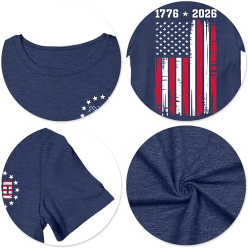 PICKID 250 Years American Flag Shirts for Men: 4th of July T Shirt 1776-2026 USA Patriotic Tee Tops by PICKID - Used condition - Image 5