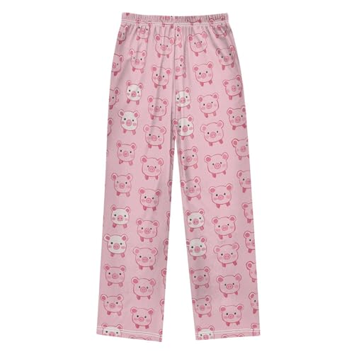 Kawaii Pink Piggy Boys Pants Girl Sleep Pants Long Trousers Elastic Waist Lounge Bottoms S2