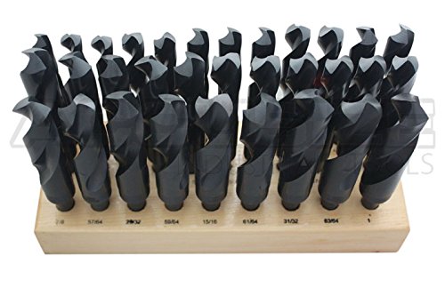 Accusize Industrial Tools 32 Pcs Hss 1/2'' Shank S&D Drill Set, 33/64'' To 1'' By 64Ths, Silver And Deming Drill, H516-6506 #TOP3