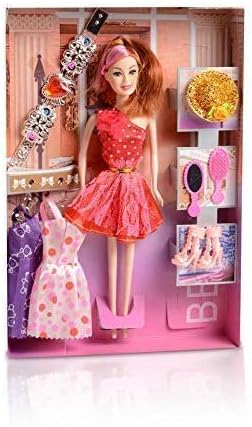 KMC-Kidoz Shine Fashion Girl Doll Fashions and Accessories ( Assorted Dress Color )