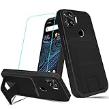 Case for ZTE Blade X1 5G Phone Case with Tempered Glass Screen Protector, Folding Kickstand/Stand Wa