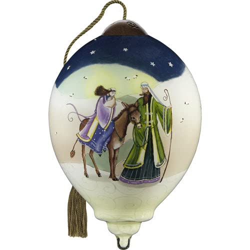 Art 7211108 Silent Night, Holy Night Hand-Painted Blown Glass Ornament, White