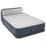 Intex 64448 Materasso Dura-Beam Con Schienale Tecnologia Fiber Tech Con Pompa Elettrica Incorporata, 152 x 236 x 86 Cm, Blu Navy