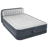 Intex Erwachsene Headboard Luftmatratze Queen Dura-beam Series mit Eingebaute Elektrische Pumpe, Grey, One Size, 64448