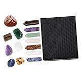 Ipetboom Set 14 Pietre dei Chakra in Cristallo di Ametista Naturale, Pilastri Energetici Portatili per Meditazione e Terapia, Decorazioni Energetiche Compatte per Yoga e Viaggi