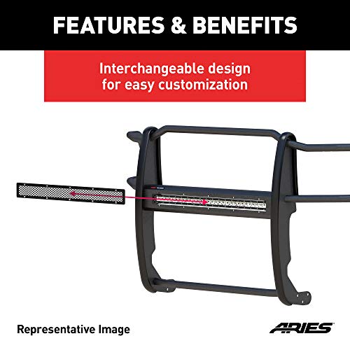 Image of ARIES PC30OB Pro Series 30-Inch Black Steel Grille Guard Light Bar Cover Plate