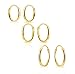 Silverline Jewelry 925 Sterling Silver Small Endless Hoop Earrings for Cartilage/Nose/Lips, 10mm, 12mm, 14mm, 3-Pairs