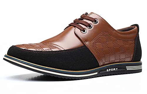 Santimon Mens Casual Genuine Leather Sneakers Comfort Oxfords Business Work Dress Shoes2