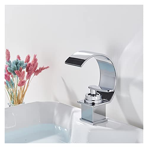 Grifo de lavabo para baño contemporáneo con mezclador y cascada suave sobre cubierta black bronze 6