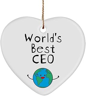 World's Best CEO Heart Ornament for Christmas Tree Party Decor Business Owner Entrepreneur Boss Manager President Chief Executive Officer Merry Xmas Gifts Birthday New Year