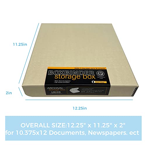 Lineco, Archival Tan 3-Ring Binder Preservation Album Box 12.75 X 11.75 X 2 Inch. Unique Design To Store, Protect, Organize Photos, Art, Photography, Crafts Acid Free & Lignin Free #TOP1