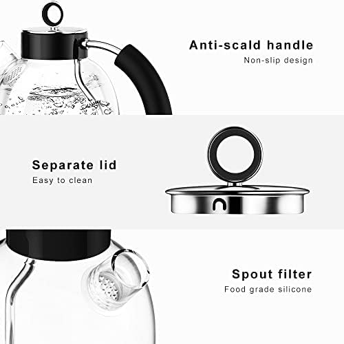 Electric Kettle, ASCOT Glass Kettle, Tea Heater & Hot Water Boiler, 1.6L, 2200W, BPA-Free, Automatic Shutoff, Boil-Dry Protection Kettle (Black)