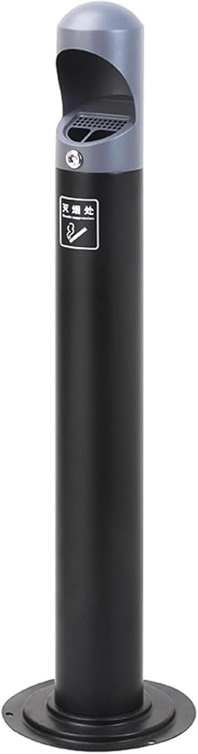JKGHK Standing Cigarette Disposal, Cylindrical Floor-Standing Ashtray with Lid, Outdoor Freestanding Vertical Cigarette Butt Container, for Public Smoking Areas(Gray)