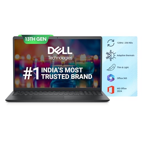 Dell Inspiron 3530 Thin & Light Laptop, 13th Gen Intel Core i5-1334U Processor, 8GB, 512GB SSD, 15.6" (39.62cm) FHD Display, Standard Keyboard, Win 11+MSO'24 & 15 Month McAfee, Carbon Black, 1.62kg