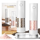 Juego de molinillo eléctrico de sal y pimienta – Salero y pimentero automático recargable, regalos en el hogar