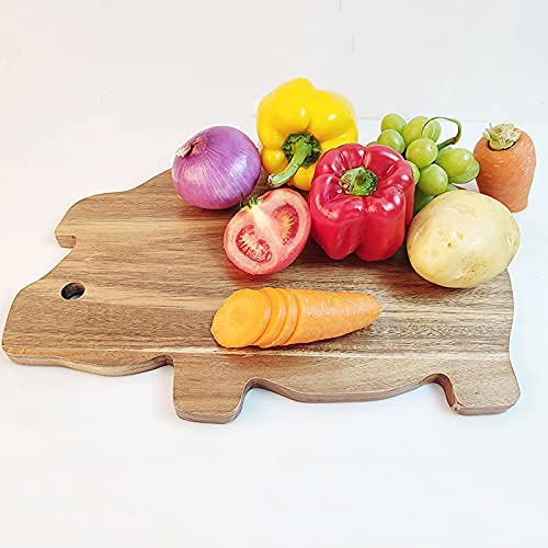 Twin House Funny Pig Acacia Wood Cutting Board, Funny Farmhouse Gift, Large Multipurpose Sustainable Acacia Wood Cutting Board For Meat And Vegetable, Cheese #TOP4