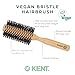 Kent V03 Vegan Boar Bristle Hair Brush, Eco-Friendly 60mm Round Brush with Cruelty-Free Bristles for Blowouts, Volume, Root Lift, Curls, All Hair Types, Wooden Handle, Travel Size, Made in England