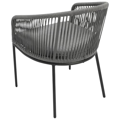 DEGAMO Gartenstuhl Ancona, Metall anthrazit anthrazit + Rope grau, mit Kissen grau, modern, Outdoor, 4 STCK.