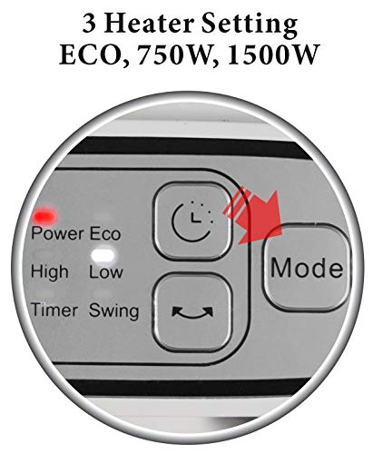 Optimus H-7245 Portable Oscillation Ceramic Heater With Thermostat & Led Portable Oscillation Ceramic Heater With Thermostat #TOP3