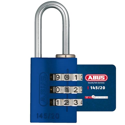 ABUS Zahlenschloss 145/20 Blau - Kofferschloss Spindschloss u. v. m. - Aluminium-Vorhängeschloss - individuell einstellbarer Zahlencode - ABUS-Sicherheitslevel 3