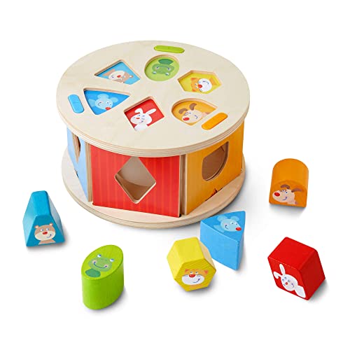 HABA 305060 - Sortierbox Lieblingstiere, farbenfrohes Zuordnungsspiel mit 6 Holzsteinen und 1 Sortierbox, Motorikspielzeug ab 12 Monaten , zum Lernen von Farben und Formen
