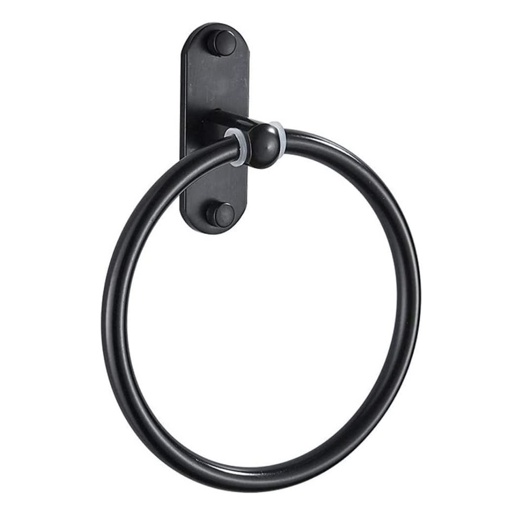 FGXHHS Towel Rail Shelf Creative Space Aluminum Bathroom Ring Minimalist Durable Rack Black Waterproof Bar