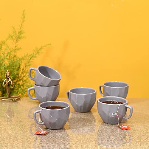 Image of AAKRITI ART CREATIONS Smokey Dent Tea Cups Set of 6 | Ceramic Cup Set | Multipurpose Utility Cups | Modern Art Ceramic Cups, Kitchen Essentials | Glossy Finish, Multicolor Tea Cup Set